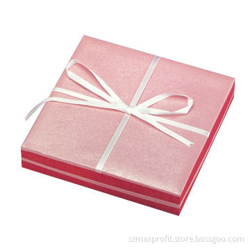 Cardboard Gift Box in Pink Color, Section of Ribbon, Various Sizes Available